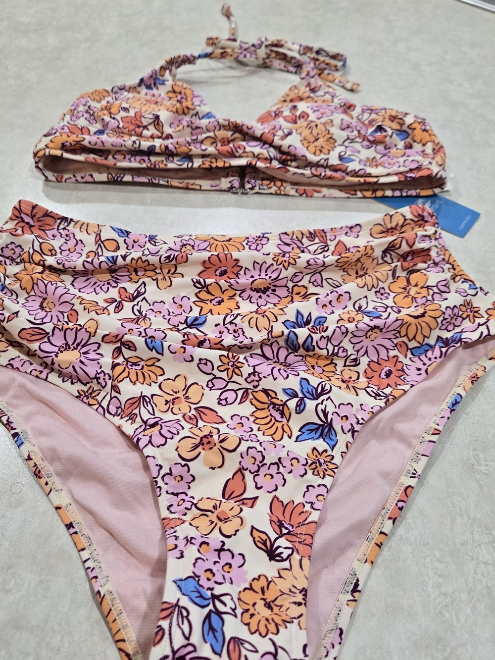 Cupshe NWT Floral Pink & Orange Two-Piece Bikini Set Size MED